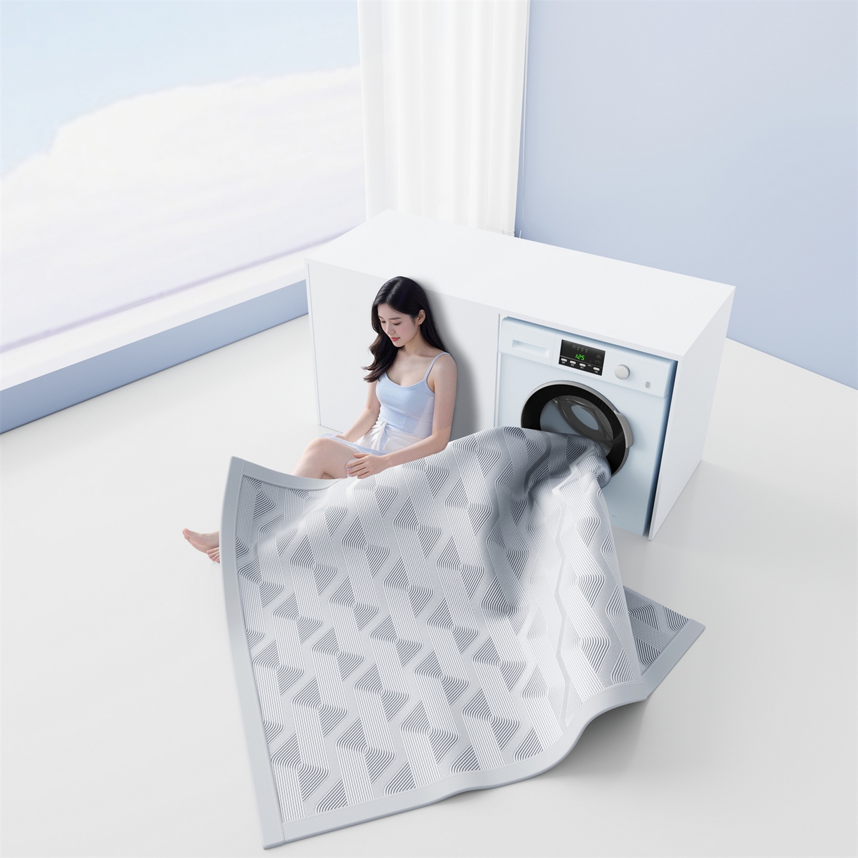 91家纺网 家纺一手货源 找家纺 （总）怡源梦 2026新款PE高分子加厚三明治冰豆豆水波纹全包包边凉席席子