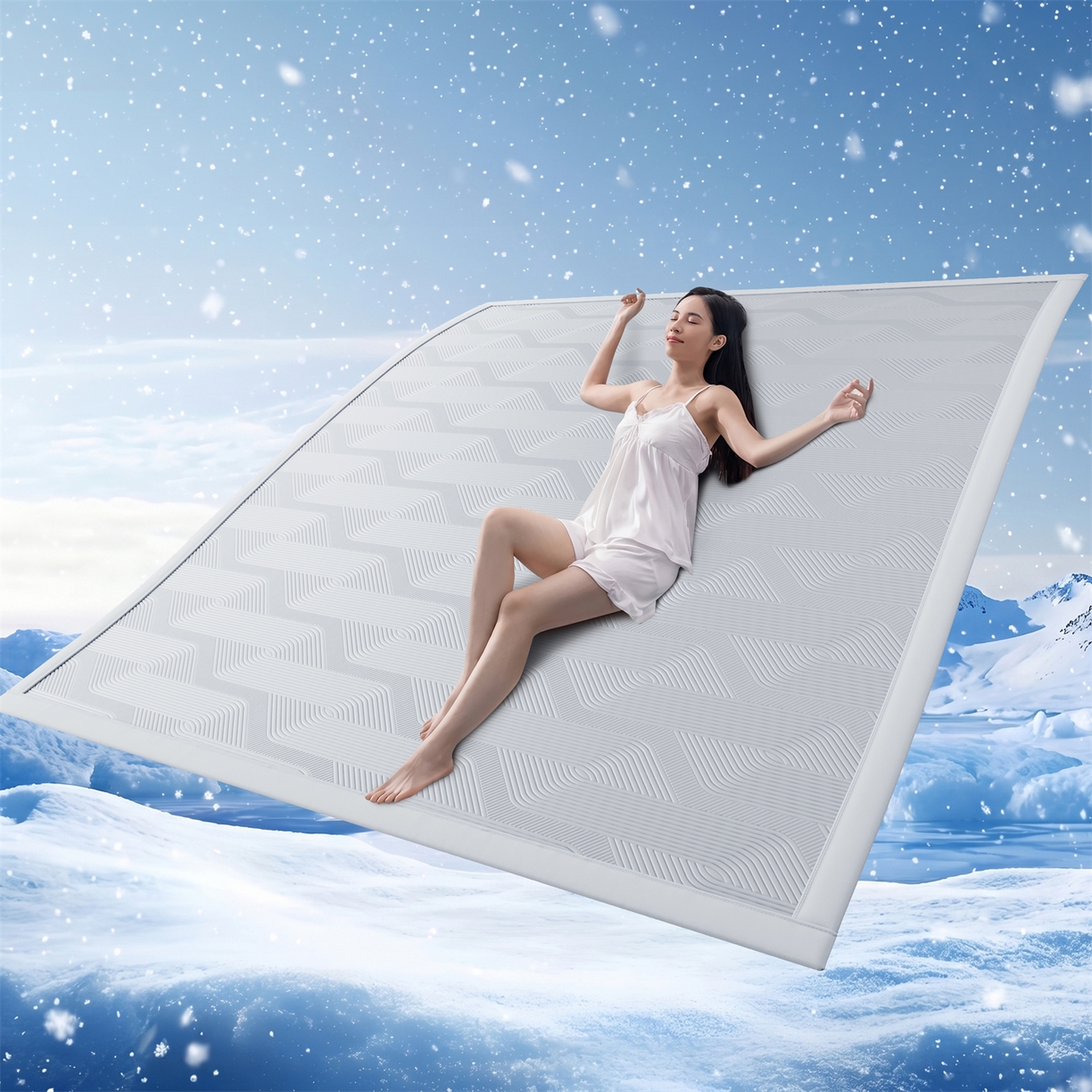 91家纺网 家纺一手货源 找家纺 怡源梦 2026新款PE高分子加厚三明治冰豆豆水波纹全包包边凉席席子 水波纹-灰色