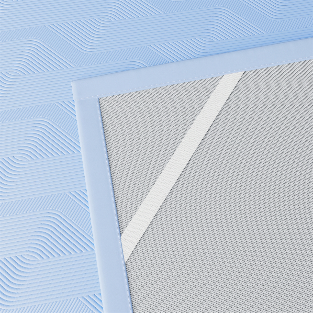 91家纺网 家纺一手货源 找家纺 怡源梦 2026新款PE高分子加厚三明治冰豆豆水波纹全包包边凉席席子 水波纹-兰色