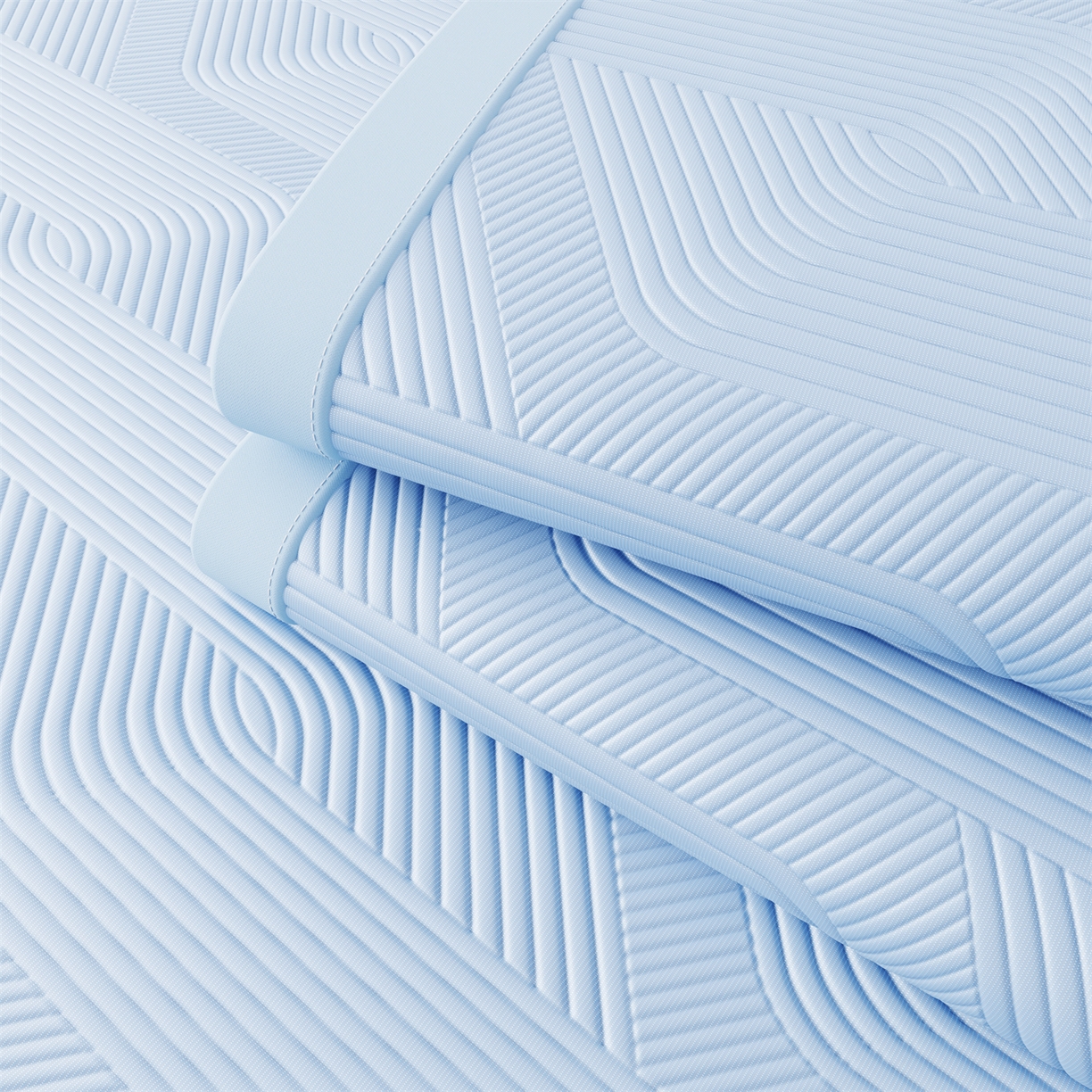 91家纺网 家纺一手货源 找家纺 怡源梦 2026新款PE高分子加厚三明治冰豆豆水波纹全包包边凉席席子 水波纹-兰色