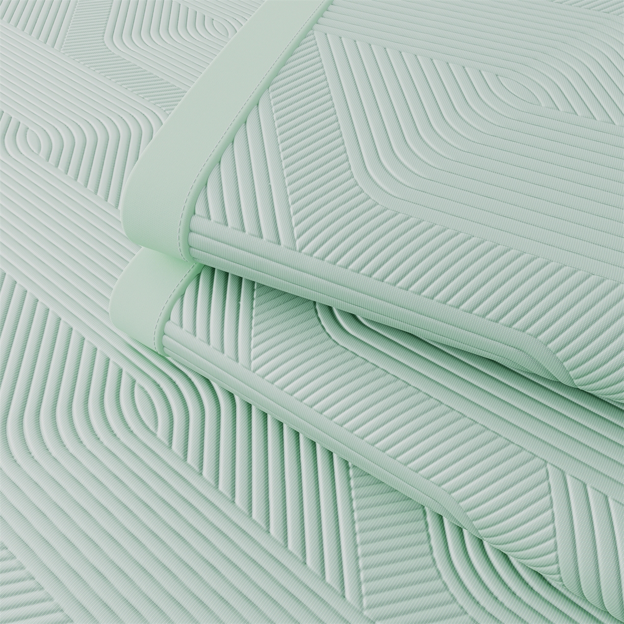 91家纺网 家纺一手货源 找家纺 怡源梦 2026新款PE高分子加厚三明治冰豆豆水波纹全包包边凉席席子 水波纹-绿色