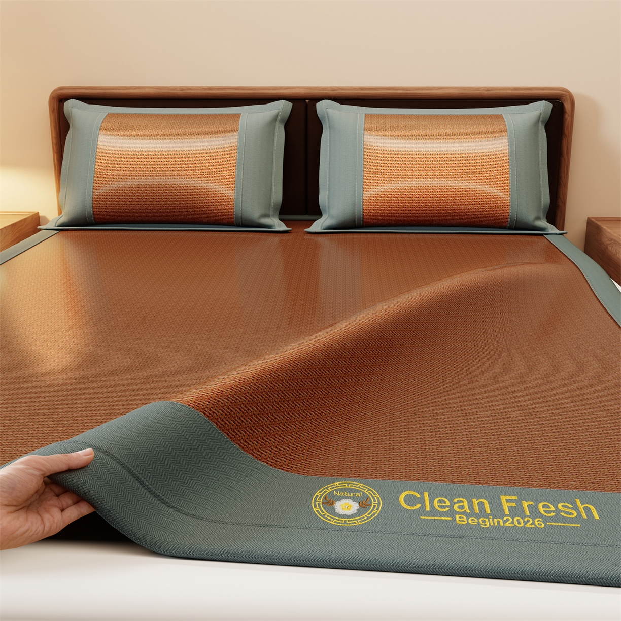 91家纺网 家纺一手货源 找家纺 （总）怡源梦 2026新款古藤席刺绣双面系列