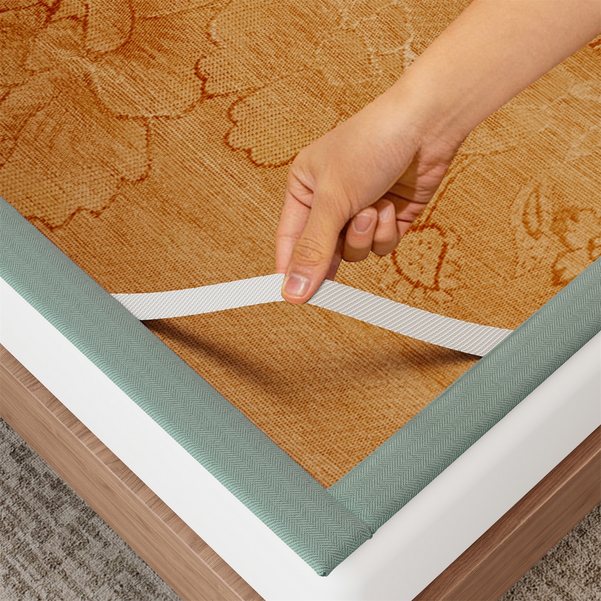 91家纺网 家纺一手货源 找家纺 怡源梦 2026新款古藤席刺绣双面系列 古藤席-深咖