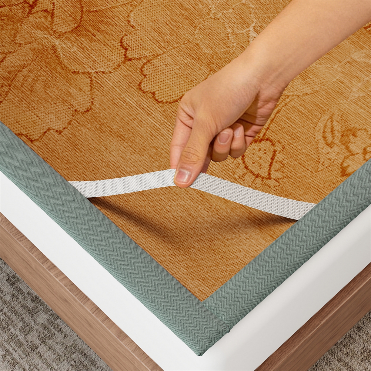 91家纺网 家纺一手货源 找家纺 怡源梦 2026新款古藤席刺绣双面系列枕套 古藤席-绿色