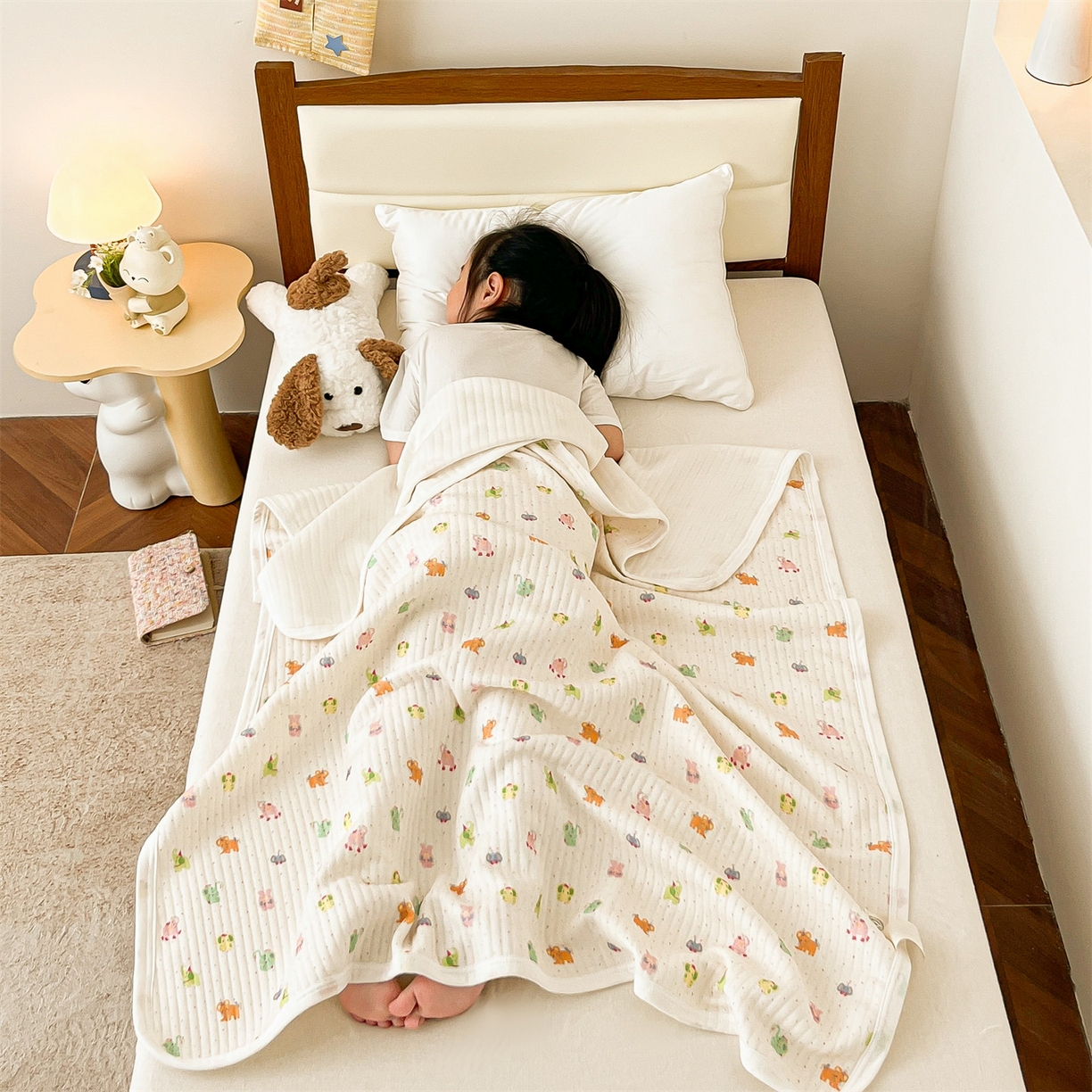 91家纺网 家纺一手货源 找家纺 布凡家居 2026款A类全棉纯棉空气印花夏被盖毯幼儿园午睡盖毯 儿童盖毯-彩蛋小象