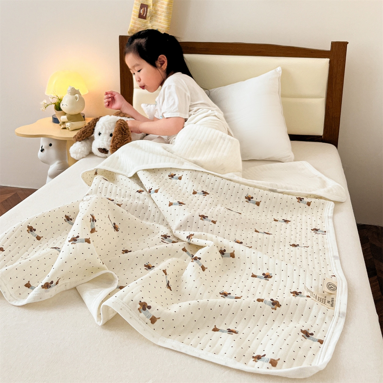 91家纺网 家纺一手货源 找家纺 布凡家居 2026款A类全棉纯棉空气印花夏被盖毯幼儿园午睡盖毯 儿童盖毯-点点狗