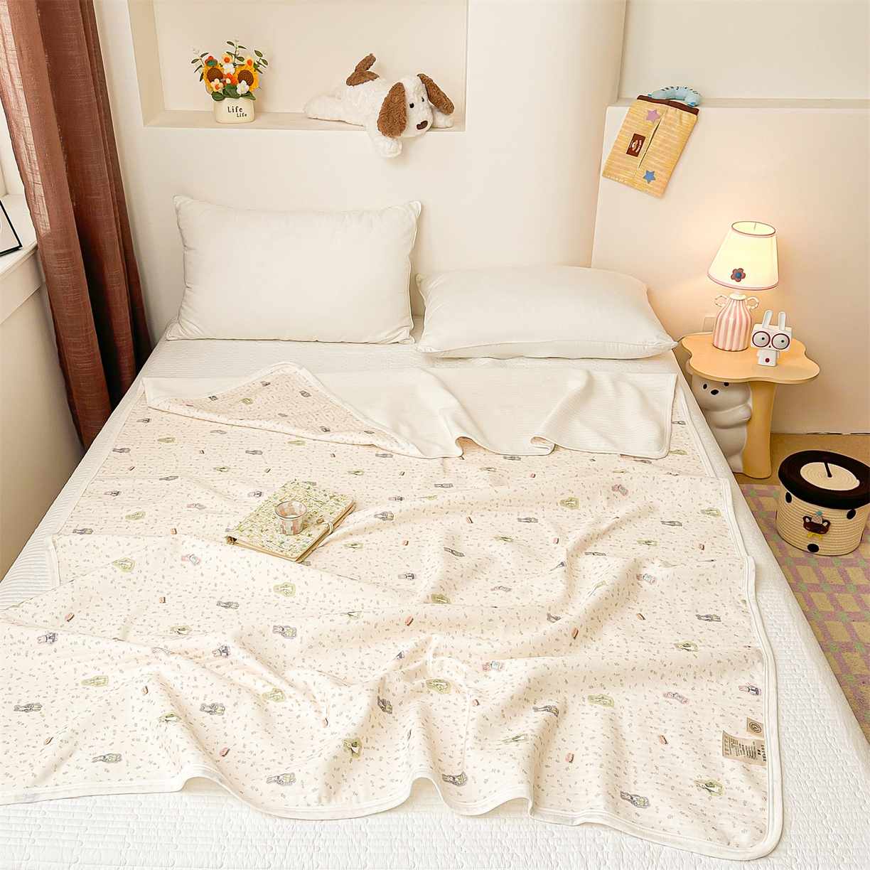 91家纺网 家纺一手货源 找家纺 布凡家居 2026款A类全棉纯棉空气印花夏被盖毯幼儿园午睡盖毯 儿童盖毯-比得兔