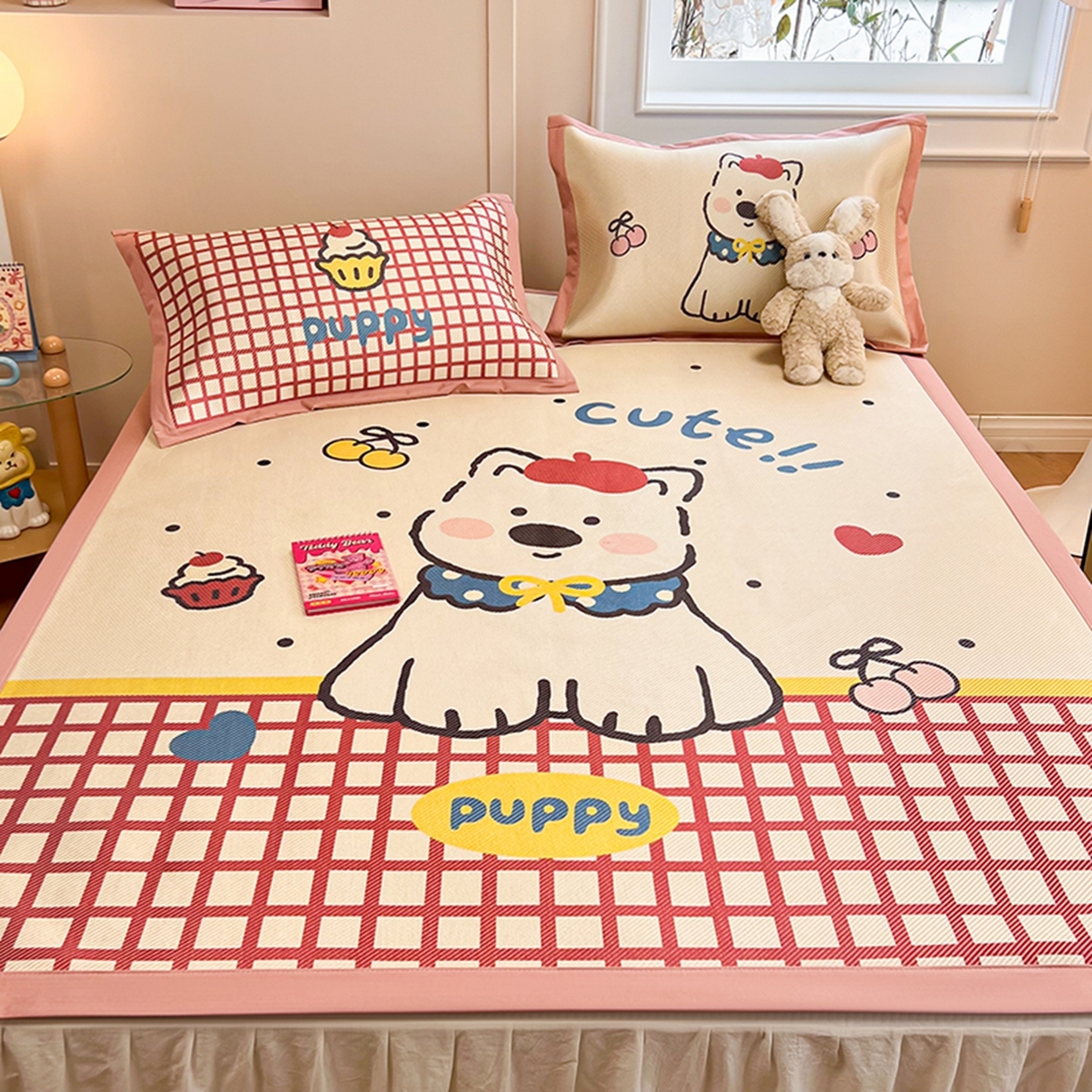 91家纺网 家纺一手货源 找家纺 慕尚家纺 2026新款大版卡通数码印花凉感冰丝凉席席子凉席 高西地