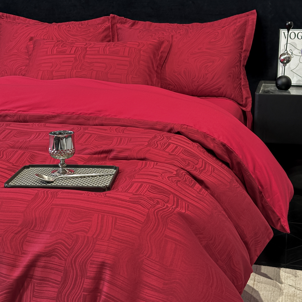 91家纺网 家纺一手货源 找家纺 （总）宅家居 2026新款婚庆系列A类A版60支立体浮雕贡缎提花光泽绸缎感B版长绒棉纯棉四件套