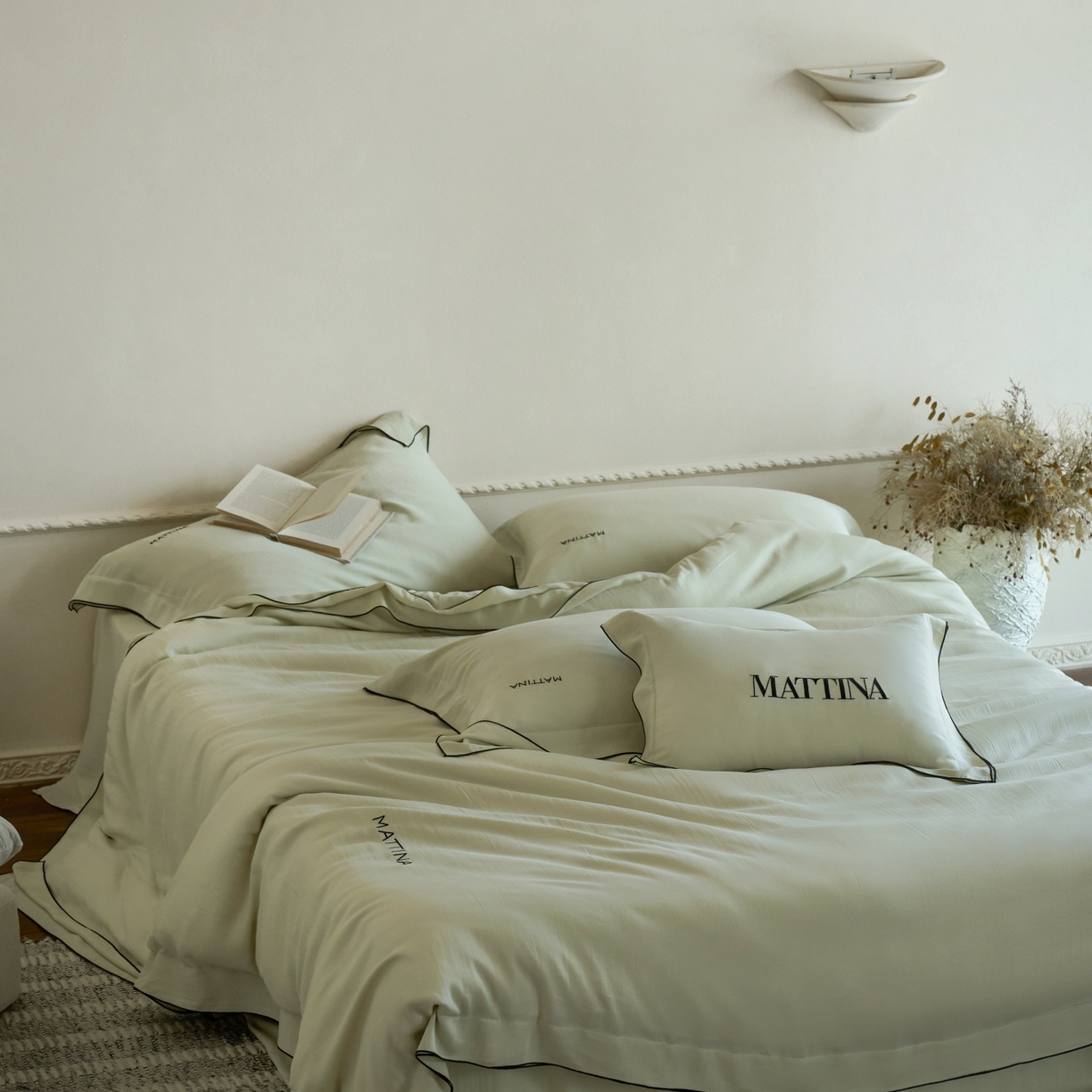 91家纺网 家纺一手货源 找家纺 （总）安莱生活 2026新款天丝砂洗母婴级A类（含报告）轻氧天丝叙“奶芙”刺绣四件套 奶芙系列