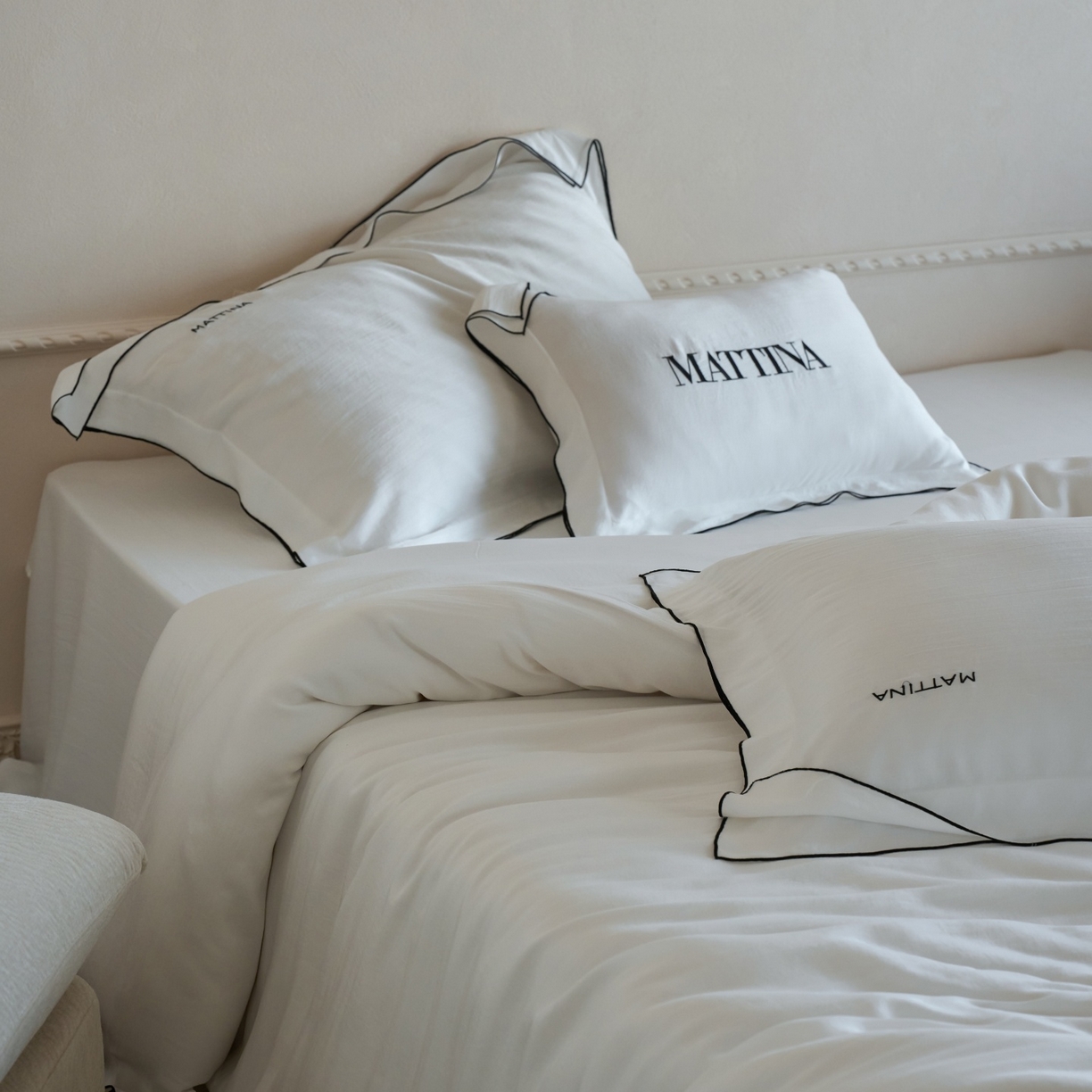 安莱生活 2026新款天丝砂洗母婴级A类（含报告）轻氧天丝叙“奶芙”刺绣四件套 奶芙系列 奶芙-乳白