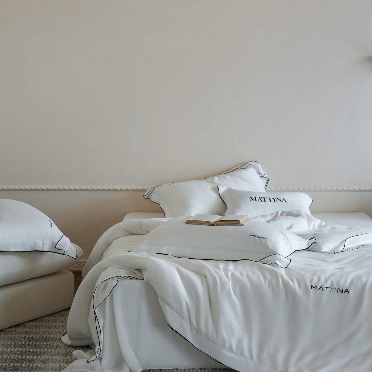 91家纺网 家纺一手货源 找家纺 安莱生活 2026新款天丝砂洗母婴级A类（含报告）轻氧天丝叙“奶芙”刺绣四件套 奶芙系列 奶芙-乳白