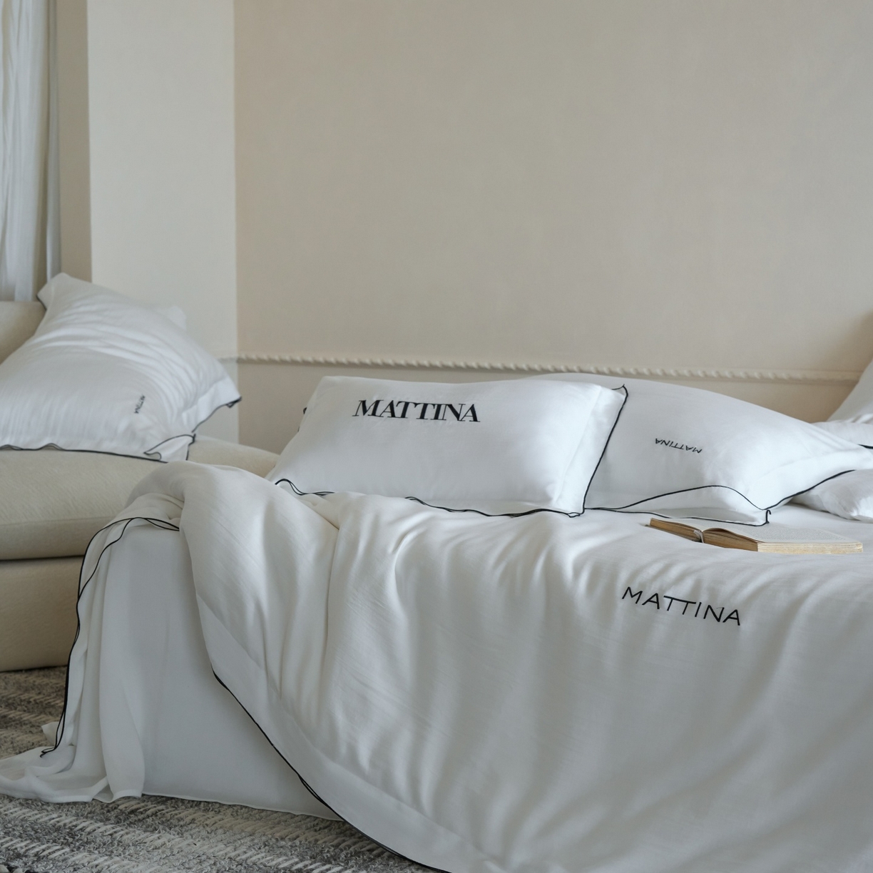 91家纺网 家纺一手货源 找家纺 安莱生活 2026新款天丝砂洗母婴级A类（含报告）轻氧天丝叙“奶芙”刺绣四件套 奶芙系列 奶芙-乳白