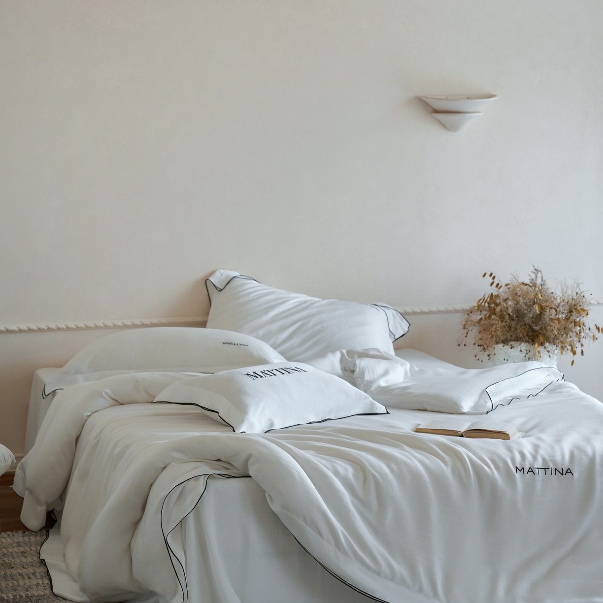 91家纺网 家纺一手货源 找家纺 安莱生活 2026新款天丝砂洗母婴级A类（含报告）轻氧天丝叙“奶芙”刺绣四件套 奶芙系列 奶芙-乳白