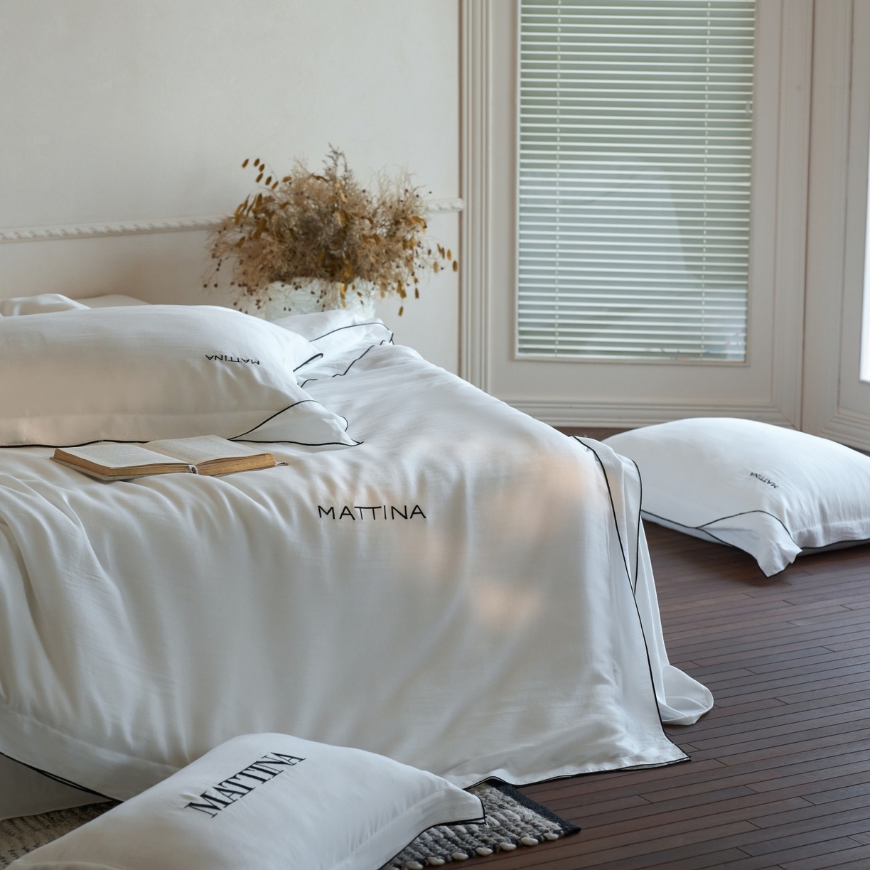 91家纺网 家纺一手货源 找家纺 安莱生活 2026新款天丝砂洗母婴级A类（含报告）轻氧天丝叙“奶芙”刺绣四件套 奶芙系列 奶芙-乳白