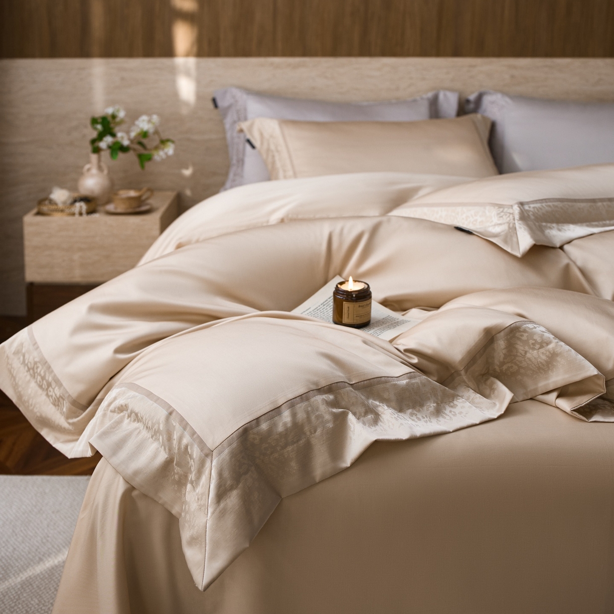 91家纺网 家纺一手货源 找家纺 （总）安莱生活 2026新品色织棉麻大提花四件套蔓藤浮雕复古被套床单床品