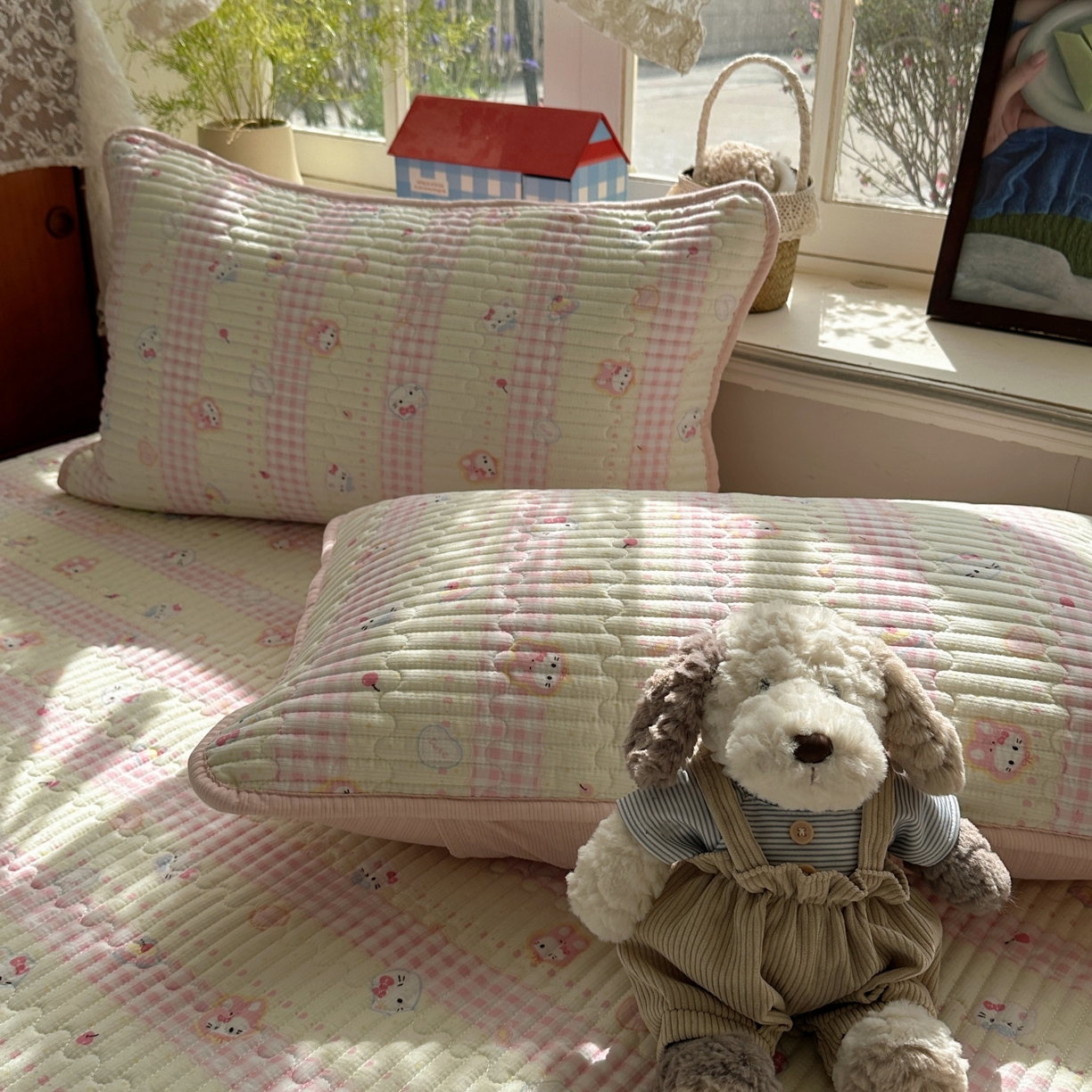 91家纺网 家纺一手货源 找家纺 初念 2026新款高品质A类泡芙纱床盖夏被四件套-青提系列（晚风渐热，温柔续夏） 青提-黄粉猫团