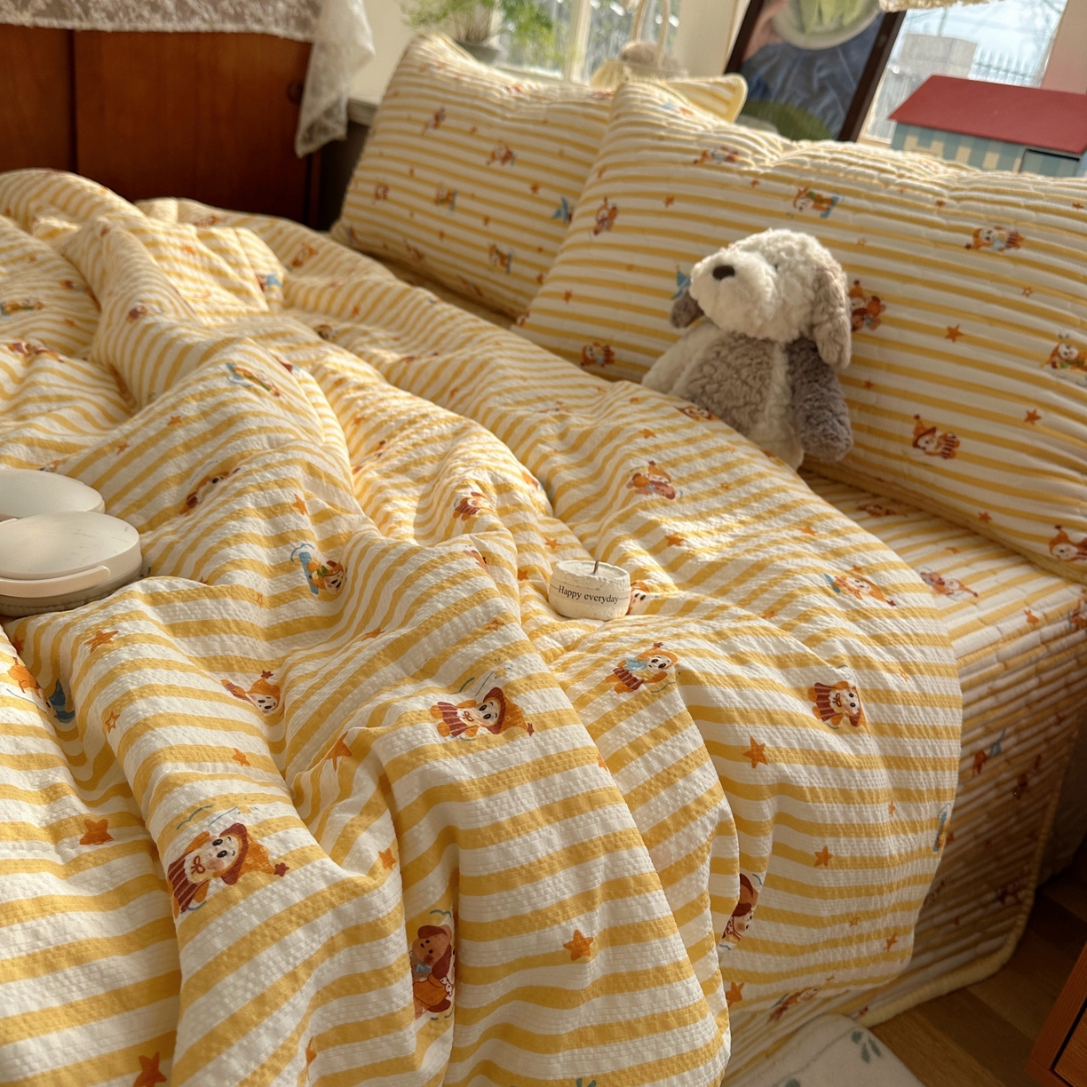 91家纺网 家纺一手货源 找家纺 初念 2026新款高品质A类泡芙纱床盖夏被四件套-青提系列（晚风渐热，温柔续夏） 青提-魔法星星