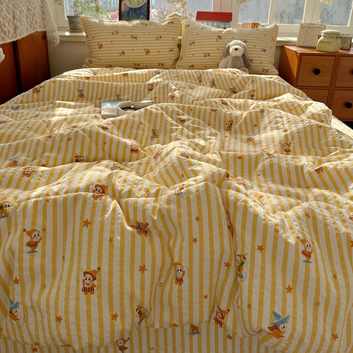 91家纺网 家纺一手货源 找家纺 初念 2026新款高品质A类泡芙纱床盖夏被四件套-青提系列（晚风渐热，温柔续夏） 青提-魔法星星