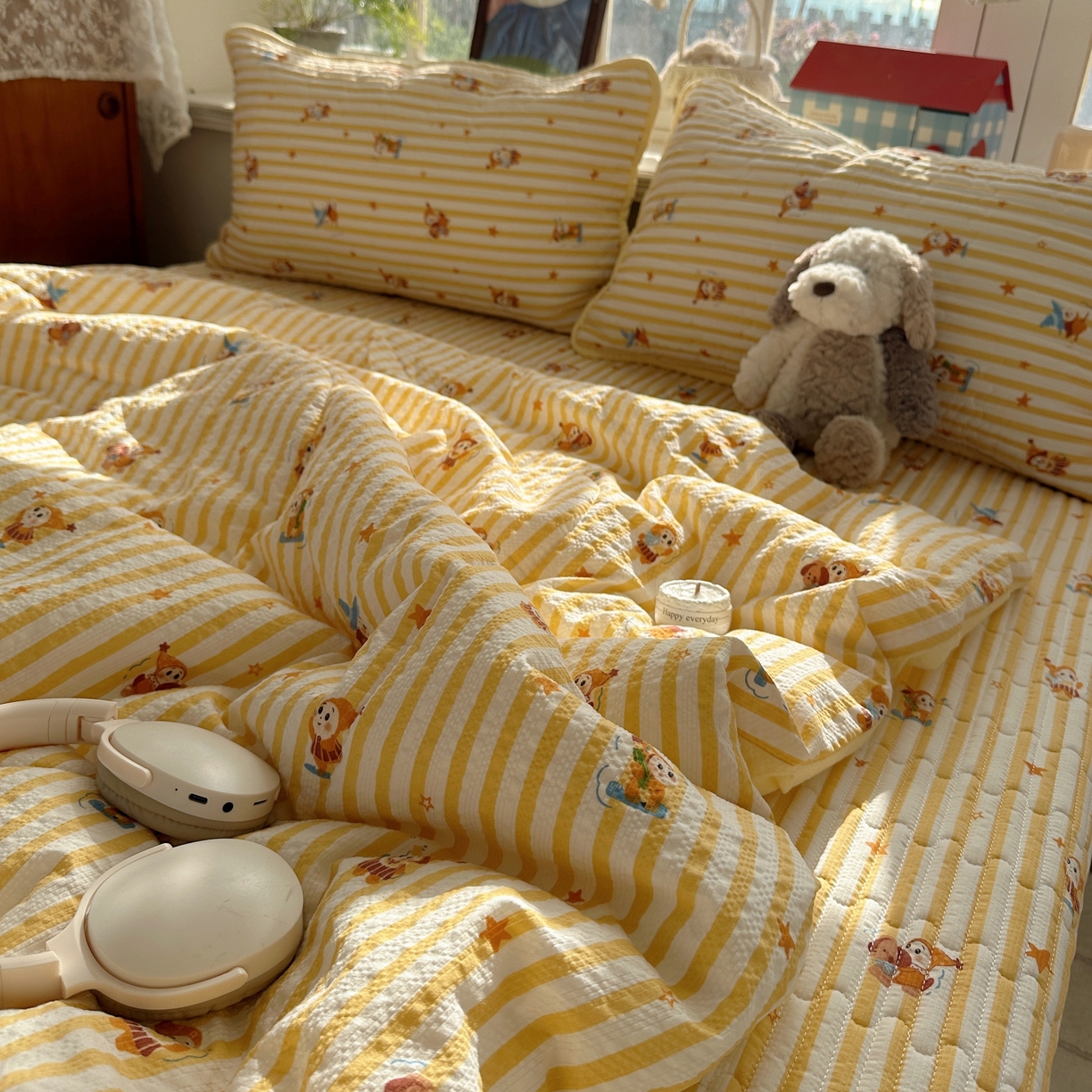 91家纺网 家纺一手货源 找家纺 初念 2026新款高品质A类泡芙纱床盖夏被四件套-青提系列（晚风渐热，温柔续夏） 青提-魔法星星