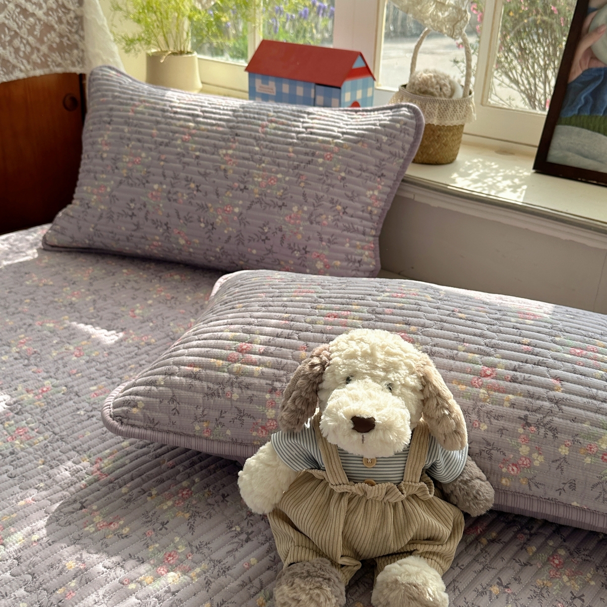 91家纺网 家纺一手货源 找家纺 初念 2026新款高品质A类泡芙纱床盖夏被四件套-青提系列（晚风渐热，温柔续夏） 青提-松间茶事