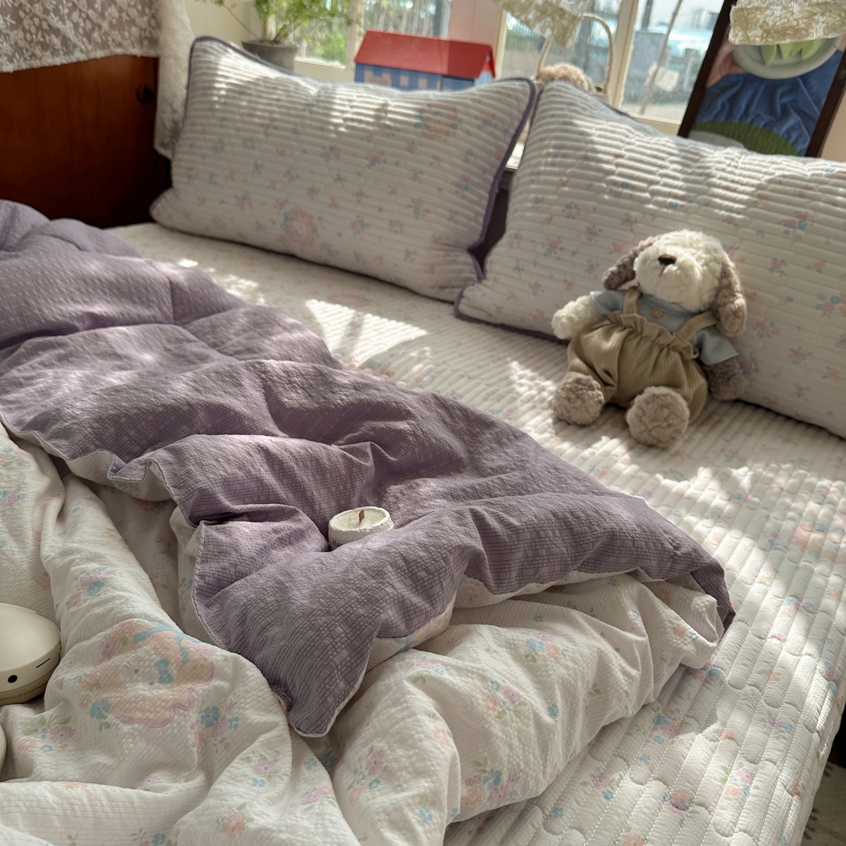 91家纺网 家纺一手货源 找家纺 初念 2026新款高品质A类泡芙纱床盖夏被四件套-青提系列（晚风渐热，温柔续夏） 青提-碎花藏甜