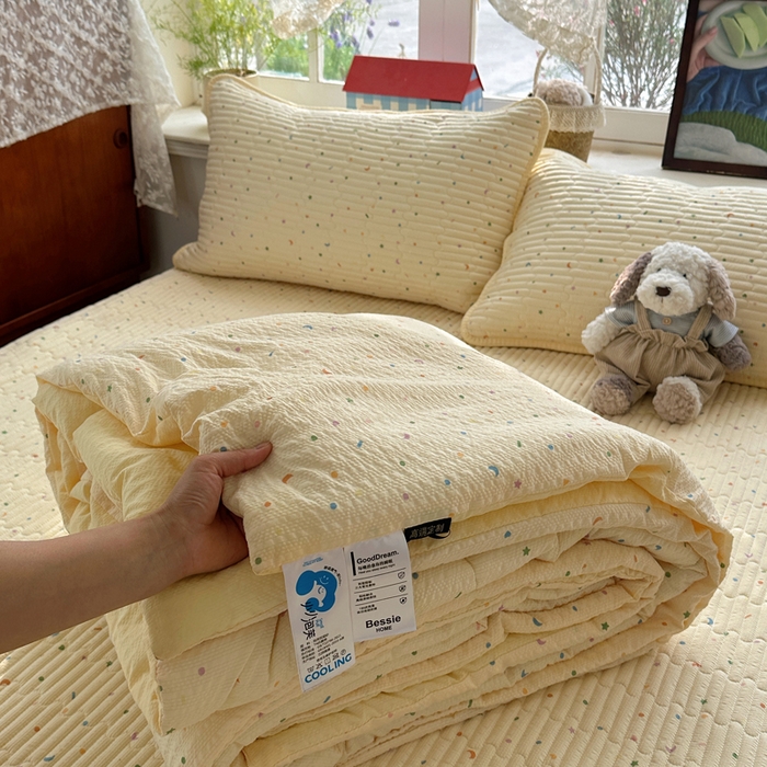 初念 2026新款高品质A类泡芙纱床盖夏被四件套-青提系列（晚风渐热，温柔续夏） 青提-星月糖粒