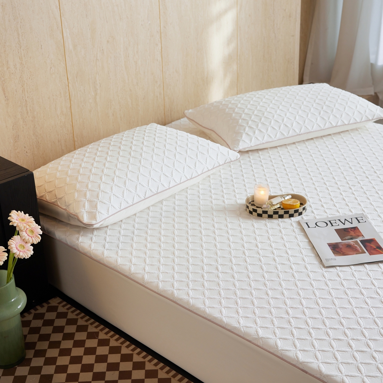 91家纺网 家纺一手货源 找家纺 （总）安莱生活 2026新款A类“冰糕”高分子PE550D床笠款（含银丝款）三件套凉席-第一批