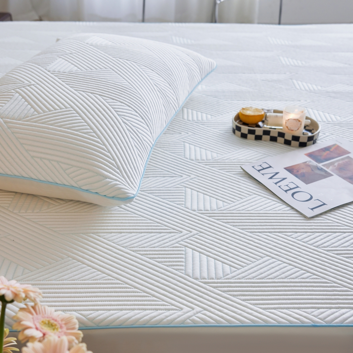 91家纺网 家纺一手货源 找家纺 安莱生活 2026新款A类“冰糕”高分子PE550D床笠款（含银丝款）三件套凉席-第一批 斜屿