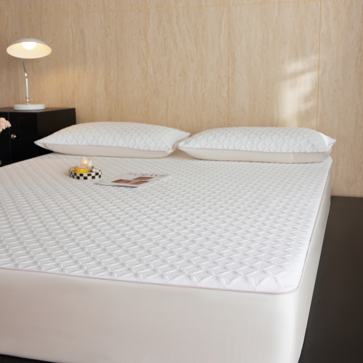 91家纺网 家纺一手货源 找家纺 安莱生活 2026新款A类“冰糕”高分子PE550D床笠款（含银丝款）三件套凉席-第一批 菱格