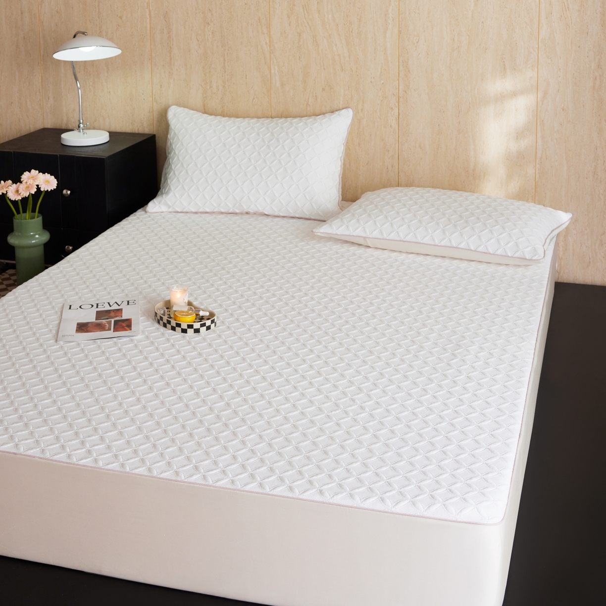 91家纺网 家纺一手货源 找家纺 安莱生活 2026新款A类“冰糕”高分子PE550D床笠款（含银丝款）三件套凉席-第一批 菱格