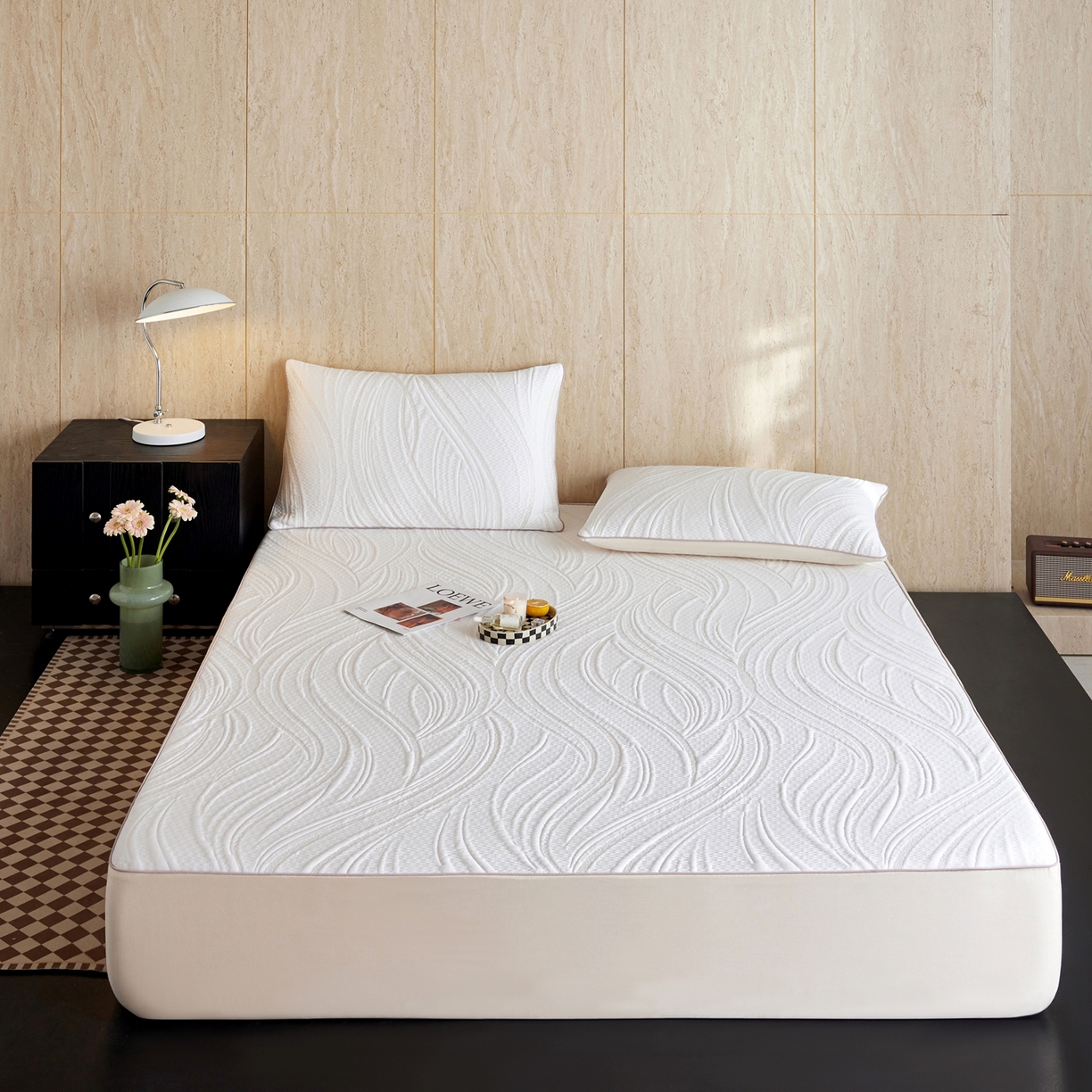 91家纺网 家纺一手货源 找家纺 安莱生活 2026新款A类“冰糕”高分子PE550D床笠款（含银丝款）三件套凉席-第一批 缦纱