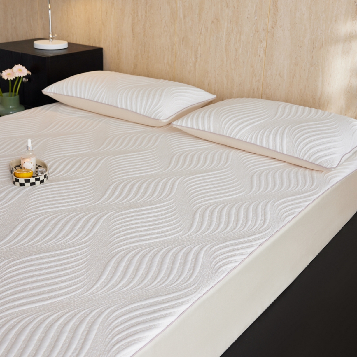 91家纺网 家纺一手货源 找家纺 安莱生活 2026新款A类“冰糕”高分子PE550D床笠款（含银丝款）三件套凉席-第一批 云缦