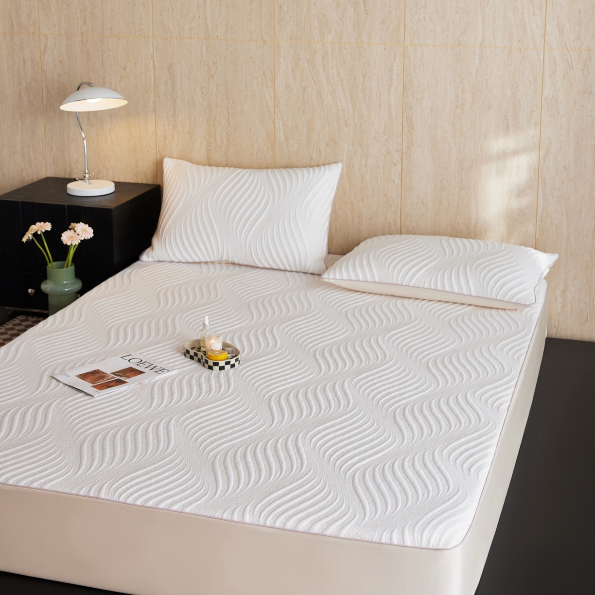 91家纺网 家纺一手货源 找家纺 安莱生活 2026新款A类“冰糕”高分子PE550D床笠款（含银丝款）三件套凉席-第一批 云缦