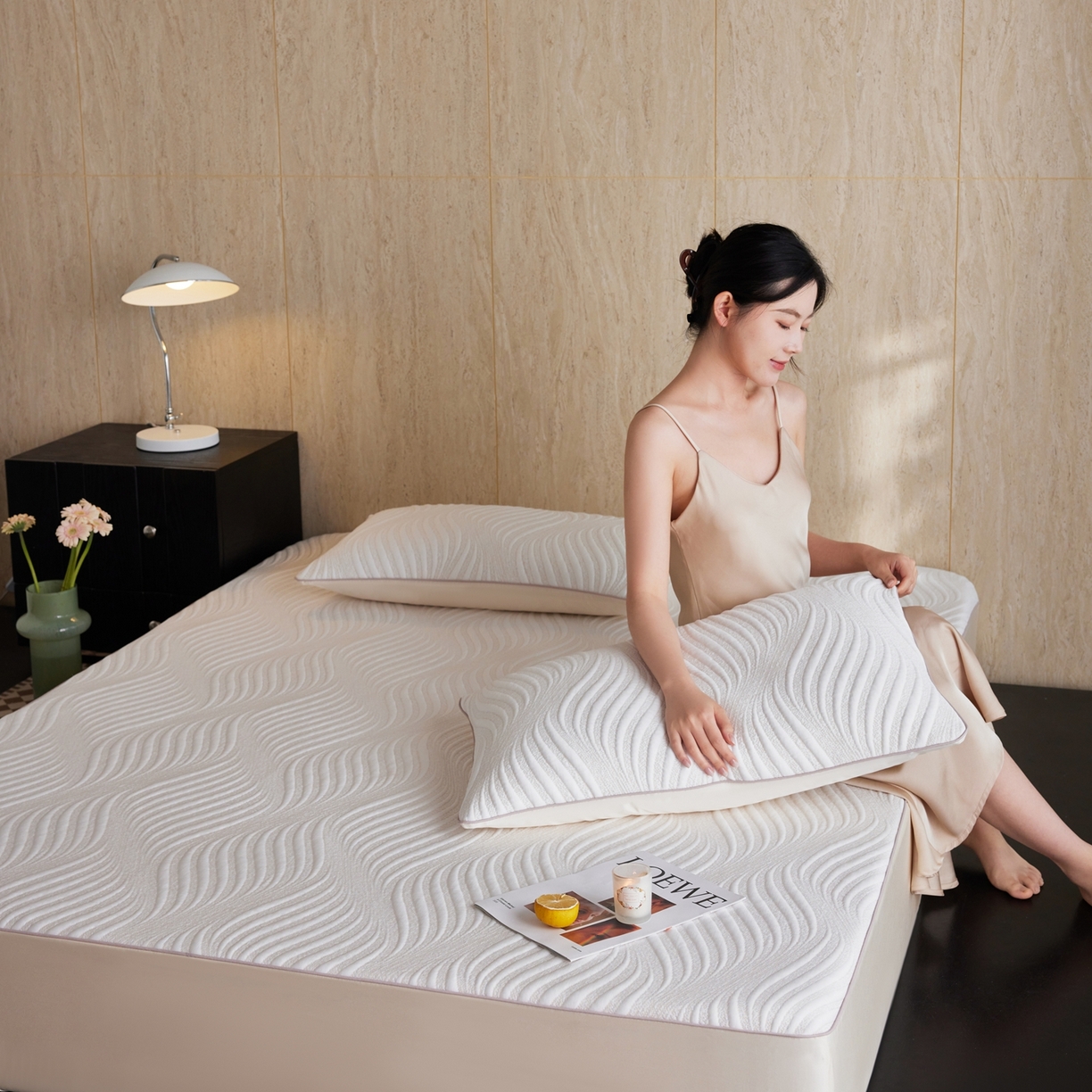 安莱生活 2026新款A类“冰糕”高分子PE550D床笠款（含银丝款）三件套凉席-第一批 云缦