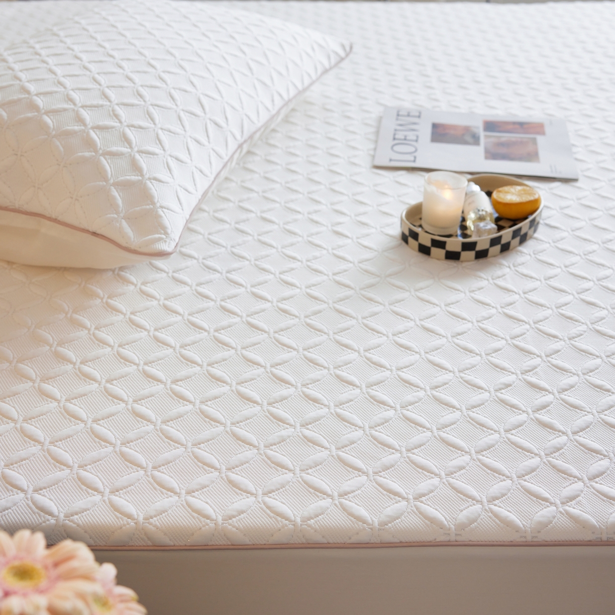 91家纺网 家纺一手货源 找家纺 安莱生活 2026新款A类“冰糕”高分子PE550D床笠款（含银丝款）三件套凉席-第一批 菱格