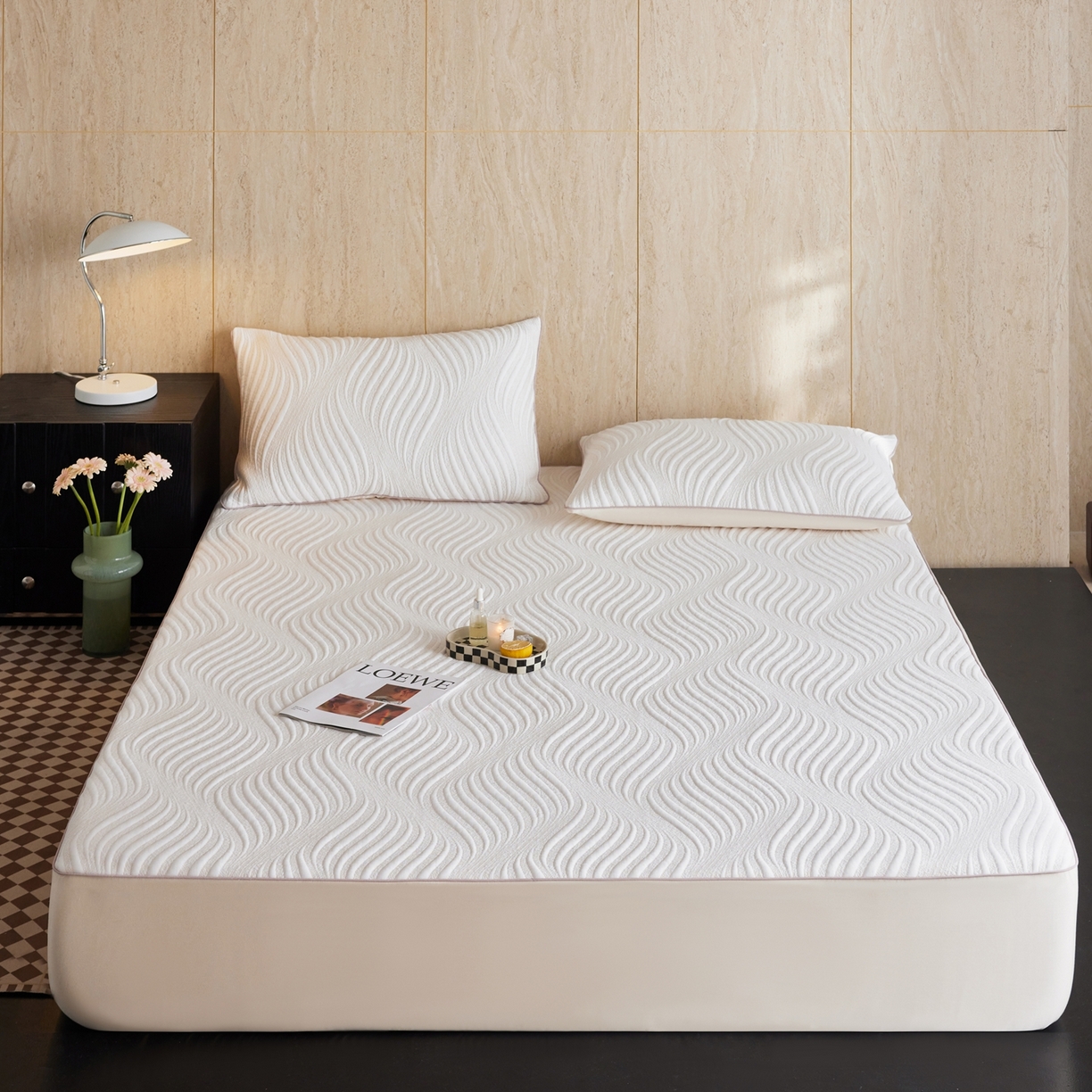 91家纺网 家纺一手货源 找家纺 安莱生活 2026新款A类“冰糕”高分子PE550D床笠款（含银丝款）三件套凉席-第一批 云缦