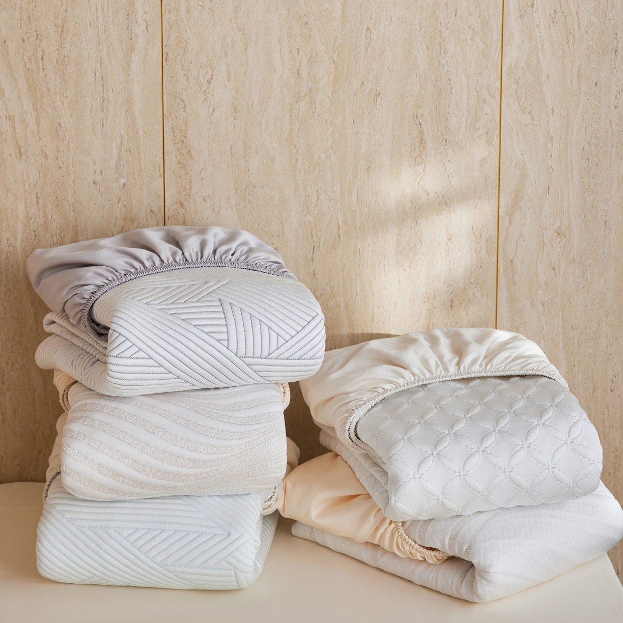 91家纺网 家纺一手货源 找家纺 安莱生活 2026新款A类“冰糕”高分子PE550D床笠款（含银丝款）三件套凉席-第一批 组合图仅供展示不可下单