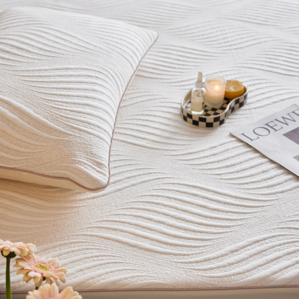 91家纺网 家纺一手货源 找家纺 安莱生活 2026新款A类“冰糕”高分子PE550D床笠款（含银丝款）三件套凉席-第一批 云缦