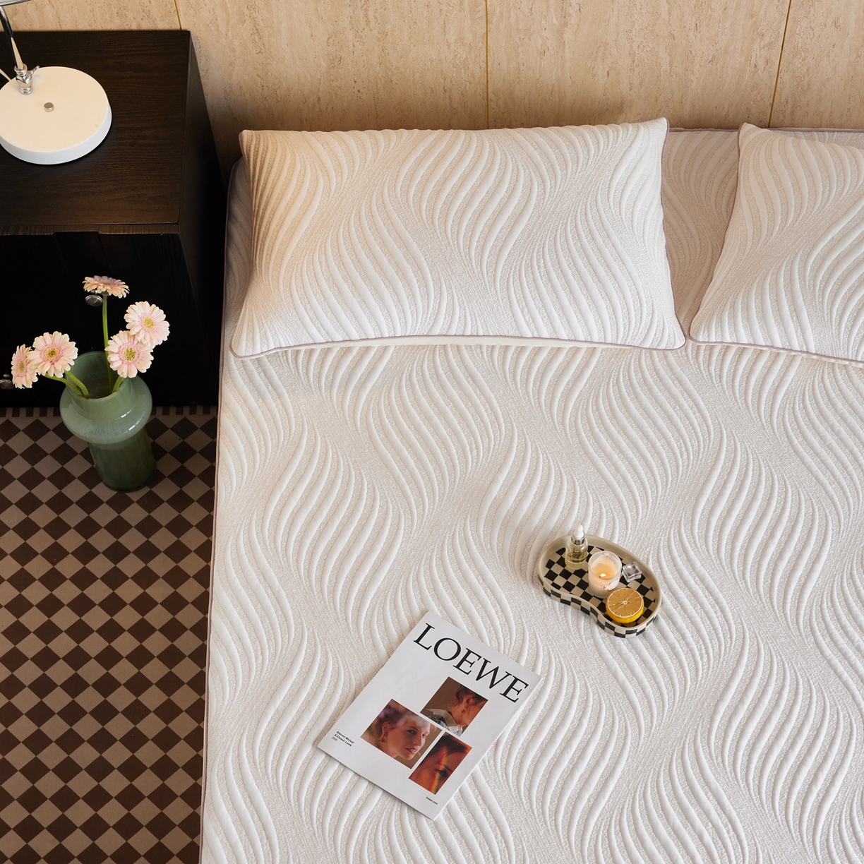 91家纺网 家纺一手货源 找家纺 安莱生活 2026新款A类“冰糕”高分子PE550D床笠款（含银丝款）三件套凉席-第一批 云缦