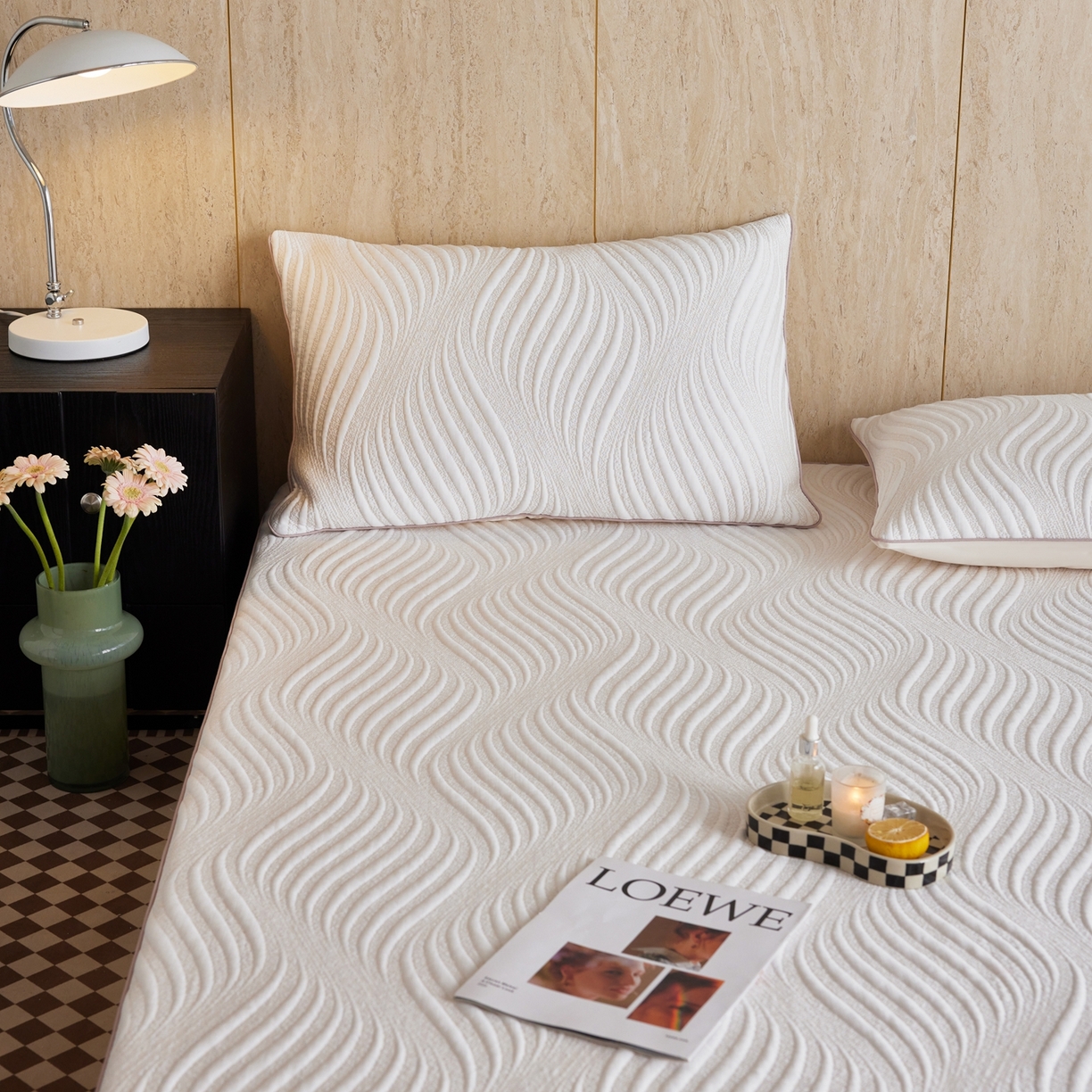 91家纺网 家纺一手货源 找家纺 安莱生活 2026新款A类“冰糕”高分子PE550D床笠款（含银丝款）三件套凉席-第一批 云缦