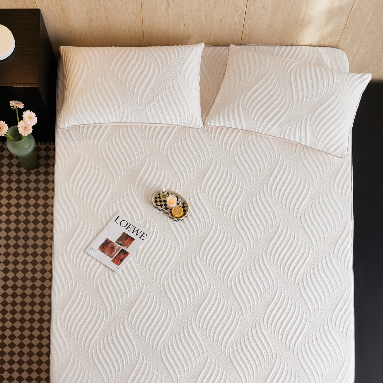 91家纺网 家纺一手货源 找家纺 安莱生活 2026新款A类“冰糕”高分子PE550D床笠款（含银丝款）三件套凉席-第一批 云缦