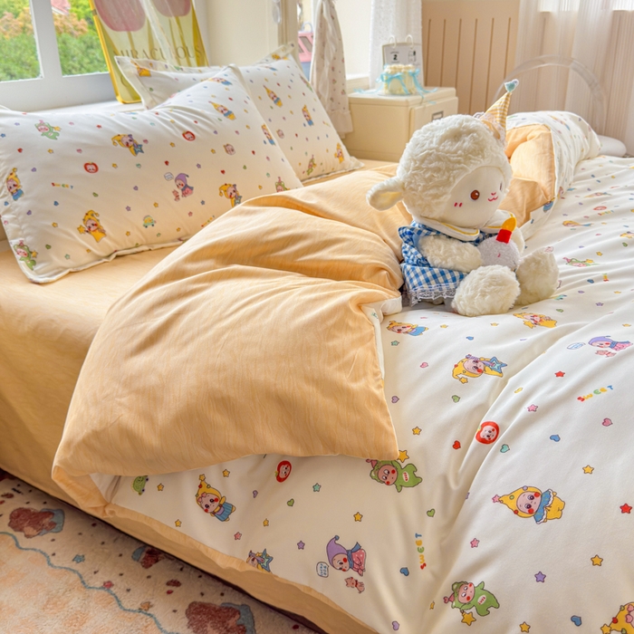 91家纺网 家纺一手货源 找家纺 佑佳家纺 2025新款铂金棉芦荟棉被套「支持定做各种尺寸」 星星小矮人