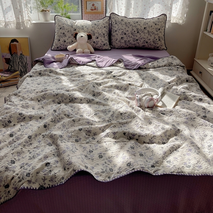 91家纺网 家纺一手货源 找家纺 （总）梵希雅 2026新款A类贝壳秀费尔岛风泡芙棉夏被空调被四件套