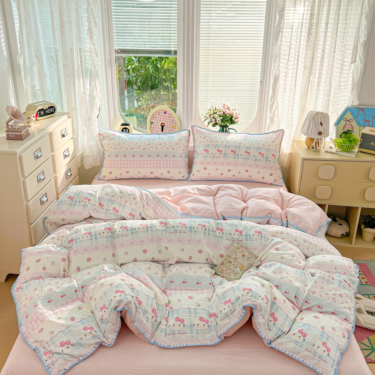 91家纺网 家纺一手货源 找家纺 （总）恒尚居 2026新款泡芙纱四件套贝壳绣边床盖套件单被套床单床笠