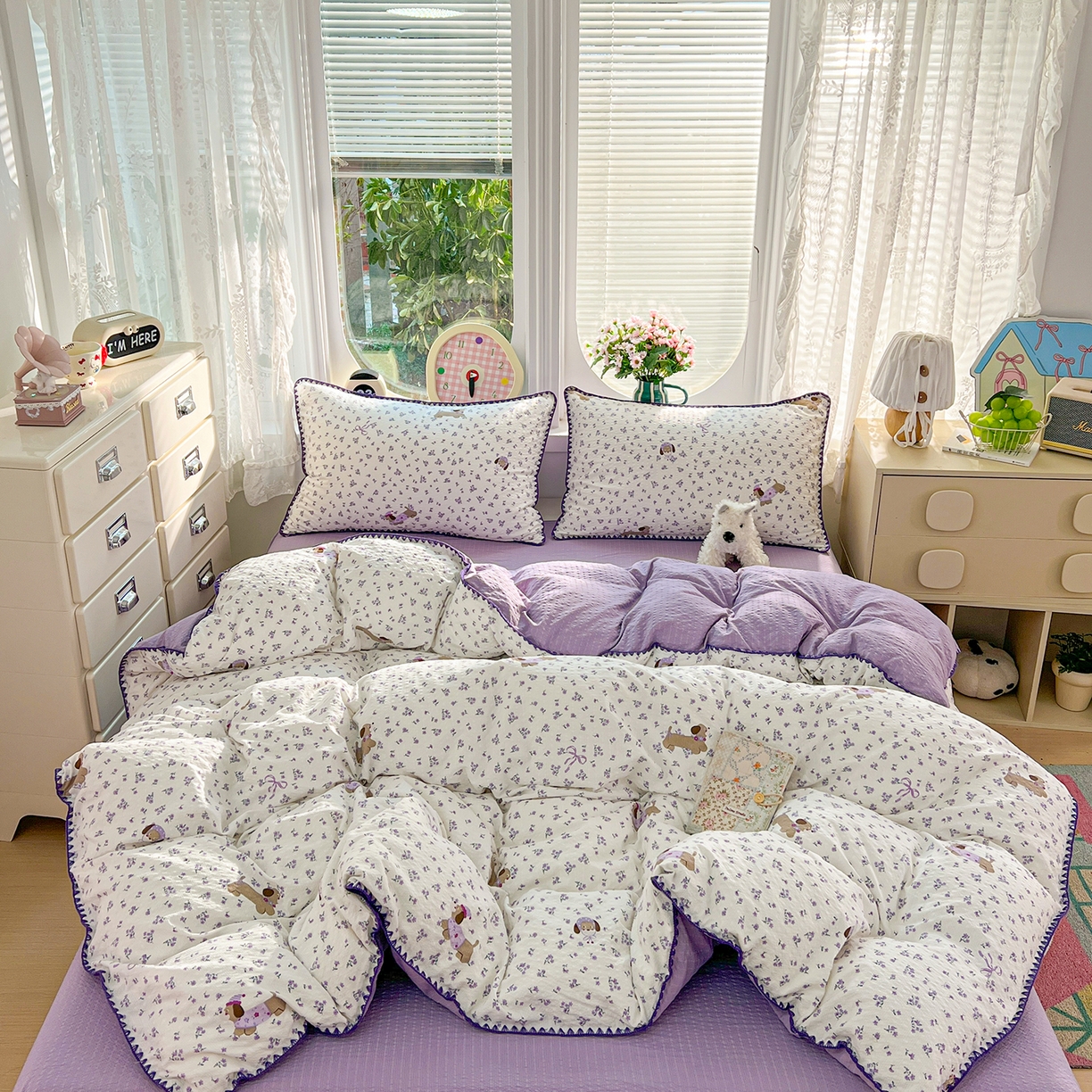 91家纺网 家纺一手货源 找家纺 （总）恒尚居 2026新款泡芙纱四件套贝壳绣边床盖套件单被套床单床笠