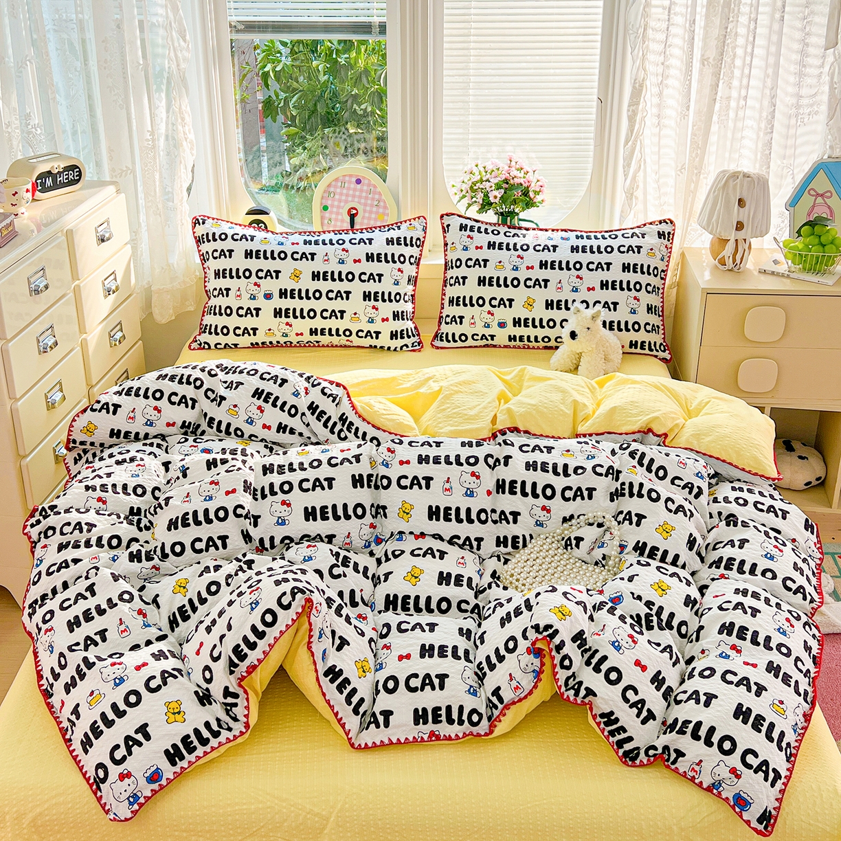 91家纺网 家纺一手货源 找家纺 （总）恒尚居 2026新款泡芙纱四件套贝壳绣边床盖套件单被套床单床笠