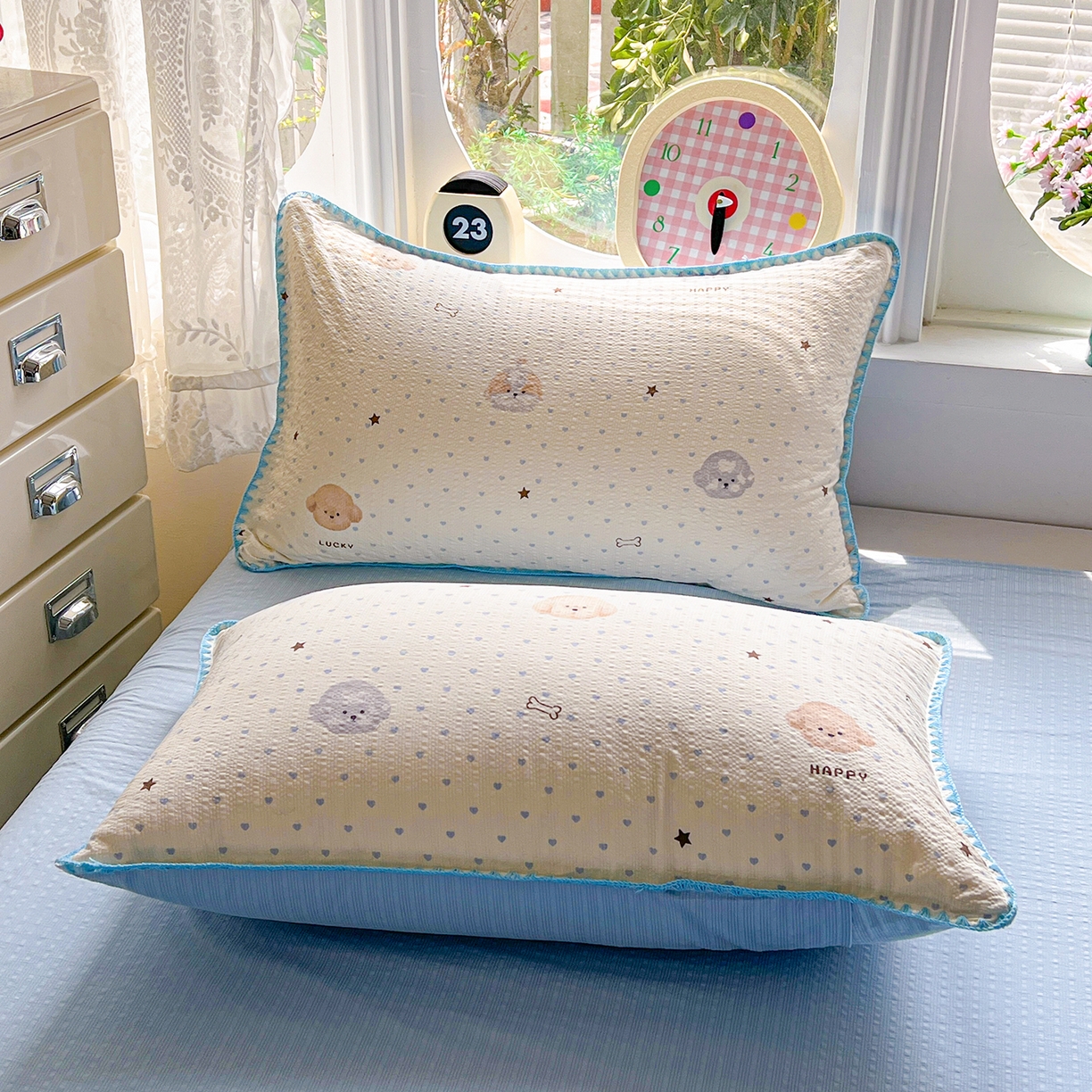 91家纺网 家纺一手货源 找家纺 恒尚居 2026新款泡芙纱四件套贝壳绣边床盖套件单被套床单床笠 【宠物天地】贝壳边