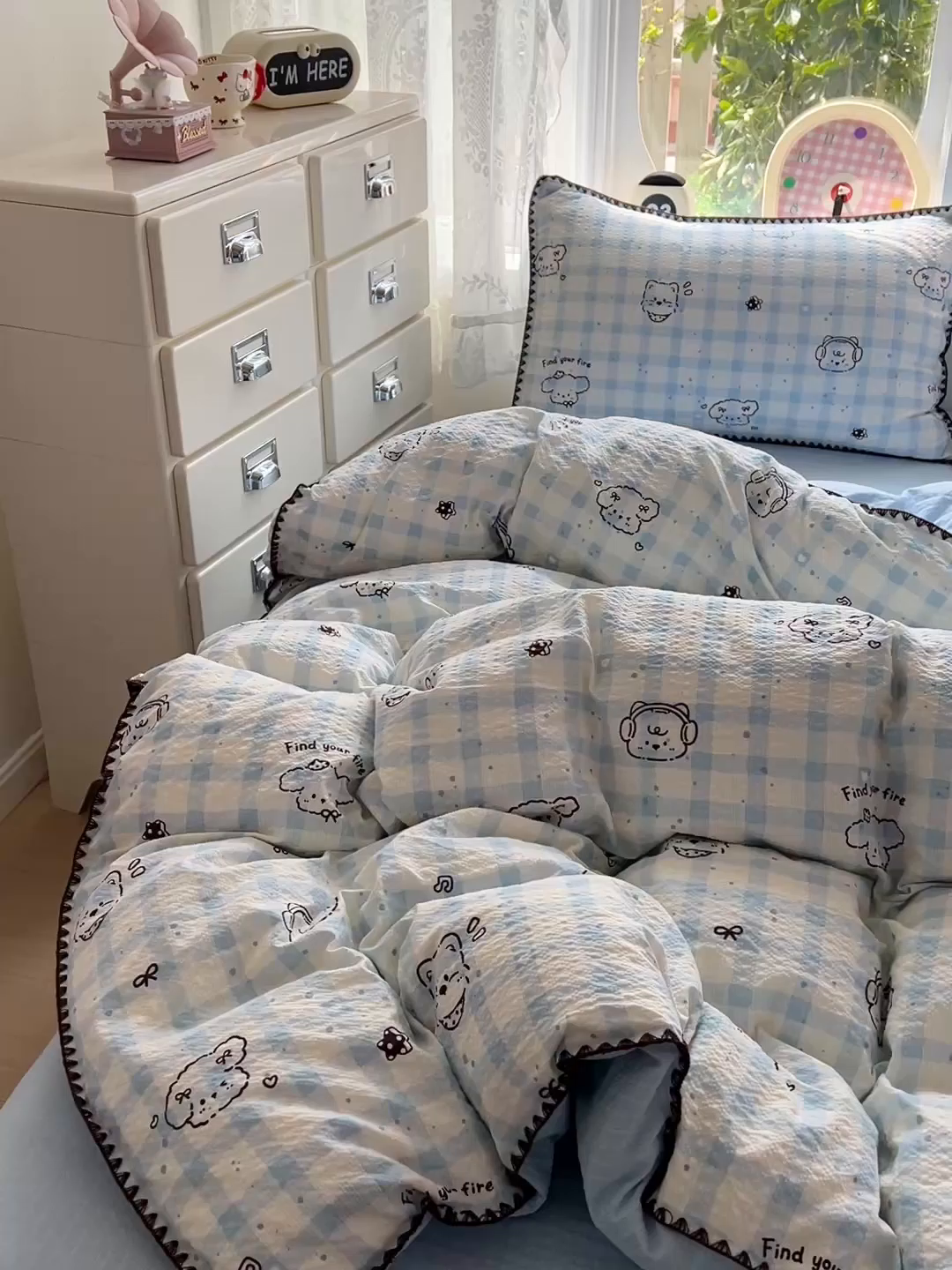 91家纺网 家纺一手货源 找家纺 恒尚居 2026新款泡芙纱四件套贝壳绣边床盖套件单被套床单床笠 【兰格奶狗】贝壳边