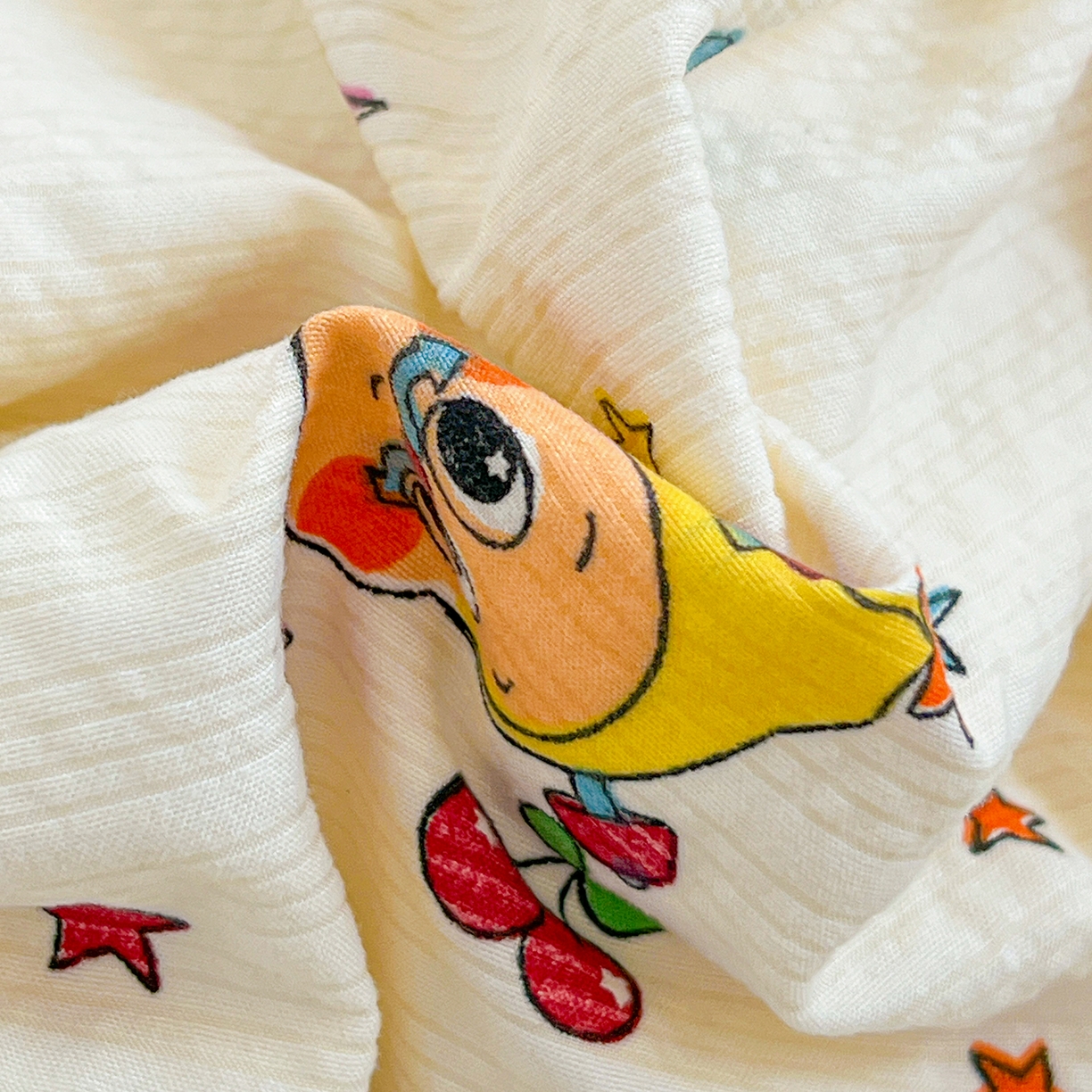 91家纺网 家纺一手货源 找家纺 恒尚居 2026新款泡芙纱四件套贝壳绣边床盖套件单被套床单床笠 【奶黄星星人】贝壳边